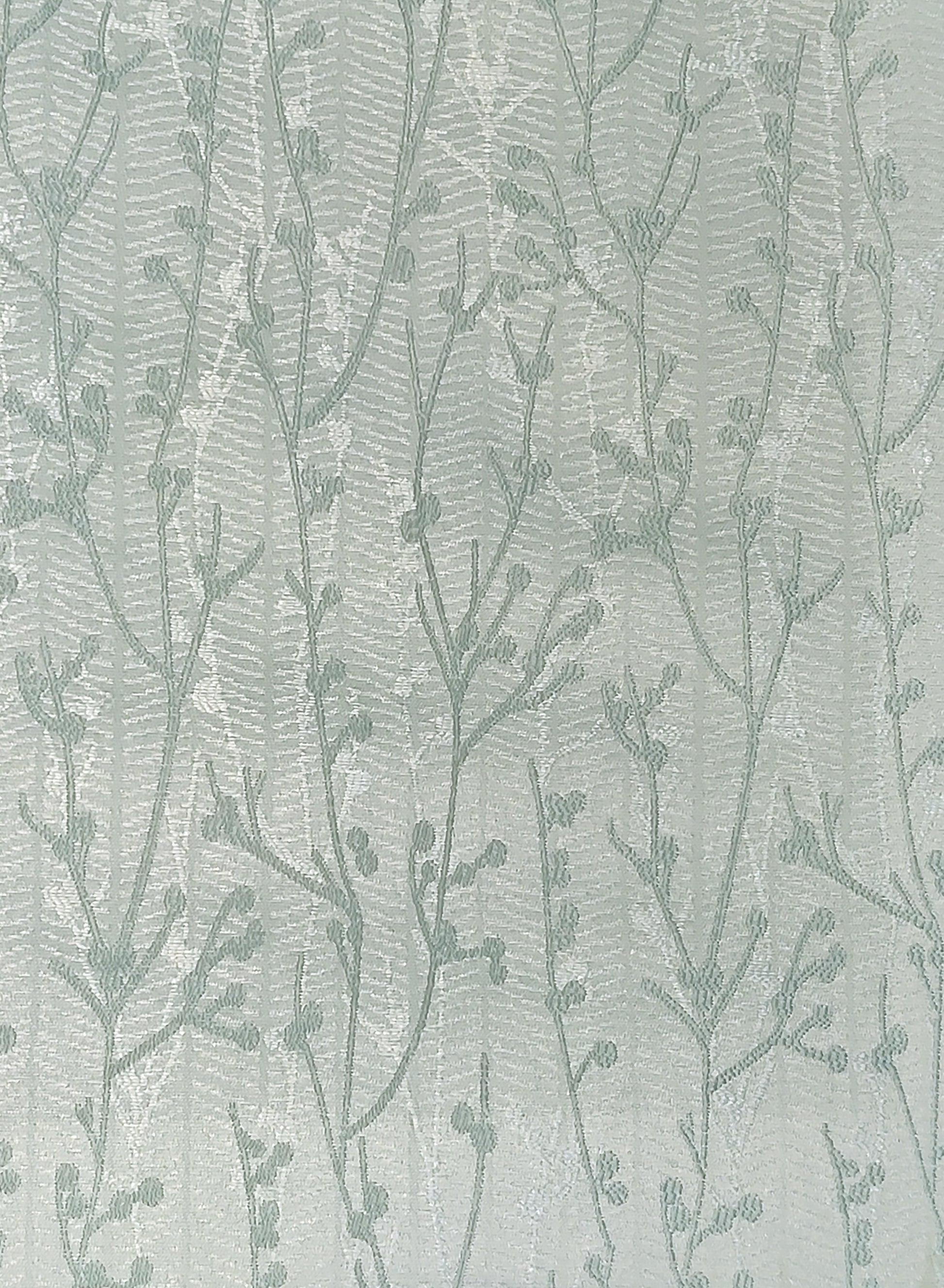Bern Jacquard Room Darkening Curtains | Delicate Branch Embroidery | Sea Green | Set of 2 | Fully Customizable