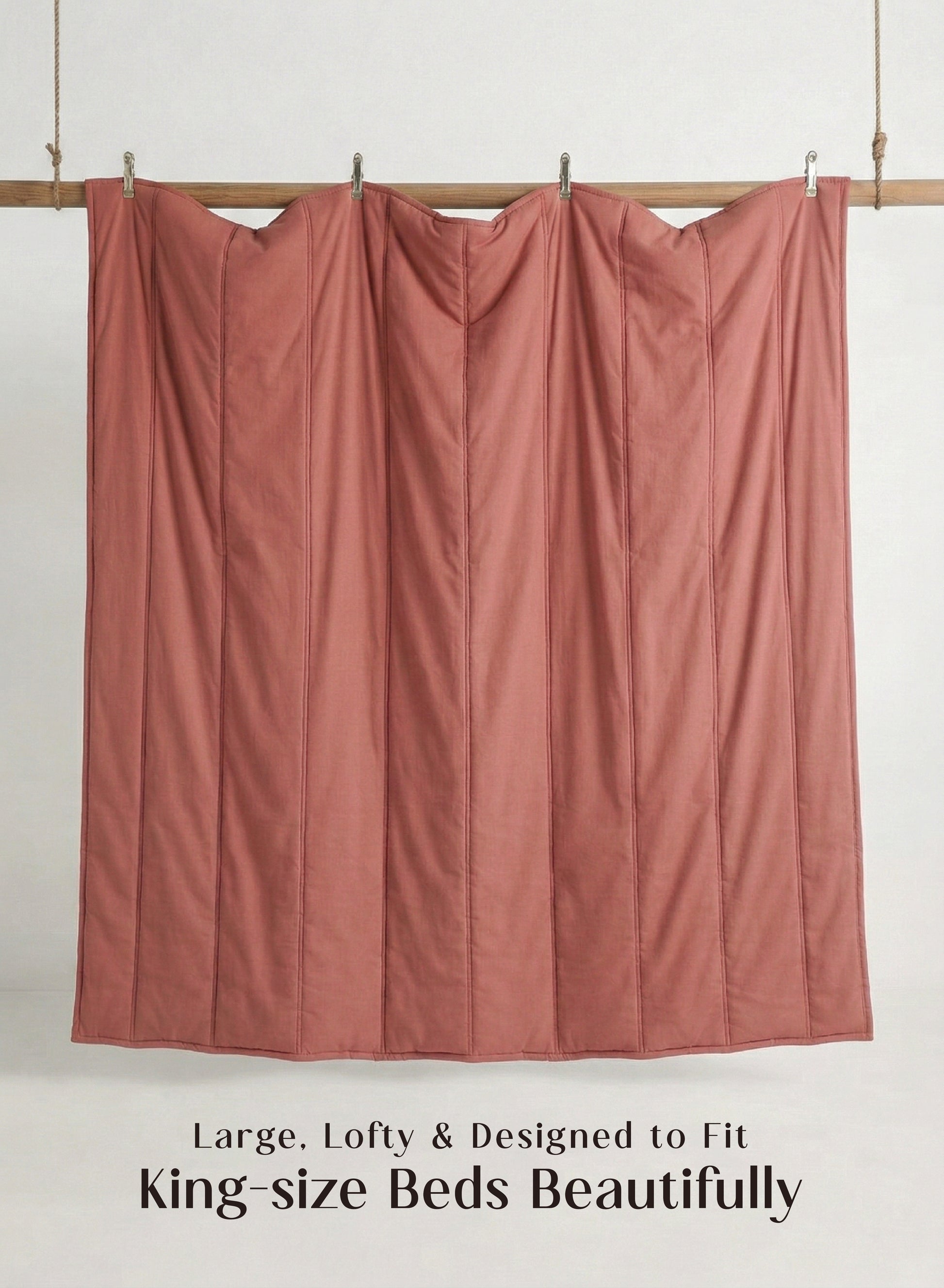 Home Crayons Cocoon AC Comforter Set | 5-Piece Designer Bed Set for Modern Homes | Terracotta