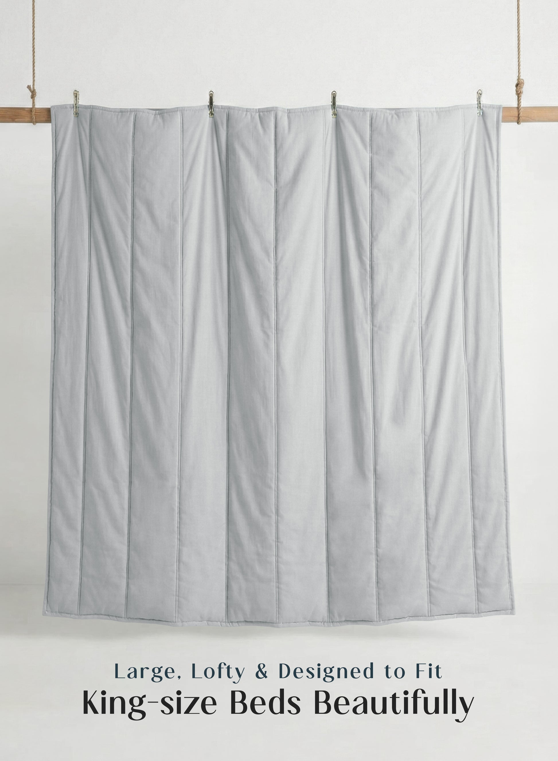 Home Crayons Cocoon 8-Piece AC Bedding Set | Coordinated Comforter, Fitted Sheet & Covers in One Set | Pearl Gray