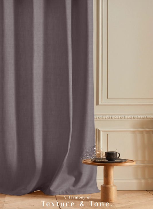 Cocoon Minimal Texture Blackout Curtains | Modern Aesthetic & Total Light Block | Matte Purple | Set of 2 |k Fully Customizable