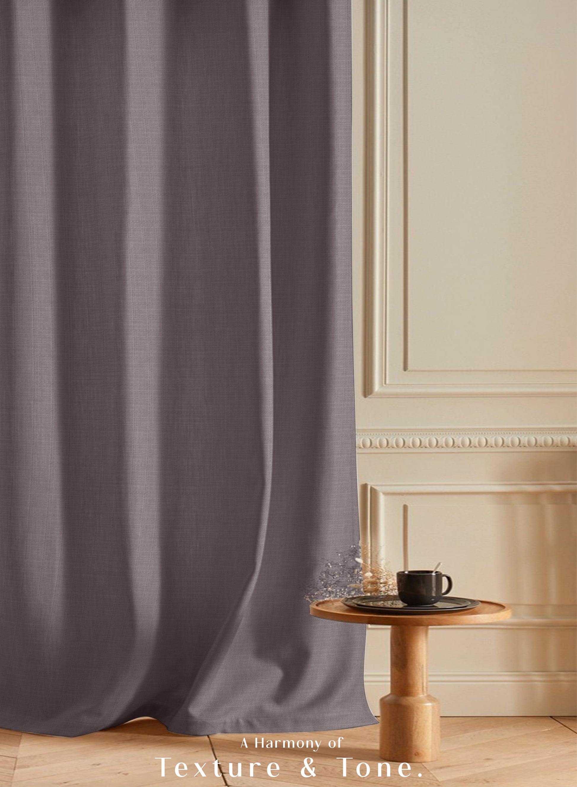 Cocoon Minimal Texture Room Darkening Curtains | Modern Aesthetic | Matte Purple | Set of 2 | Fully Customizable