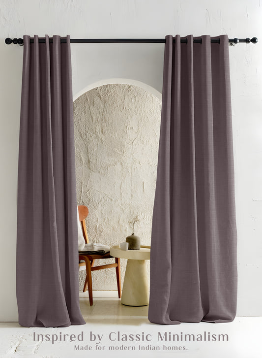 Cocoon Minimal Texture Blackout Curtains | Modern Aesthetic & Total Light Block | Matte Purple | Set of 2 |k Fully Customizable