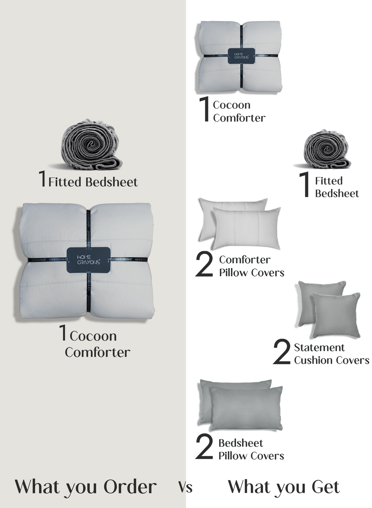 Cocoon 8-Piece Bedding Set | Pearl Gray