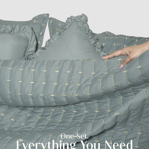 Home Crayons CloudTouch™ Comforter Set | All-Season | 33% Oversized | Includes 2 Pillow Covers & 2 Cushion Covers | Sage Blue