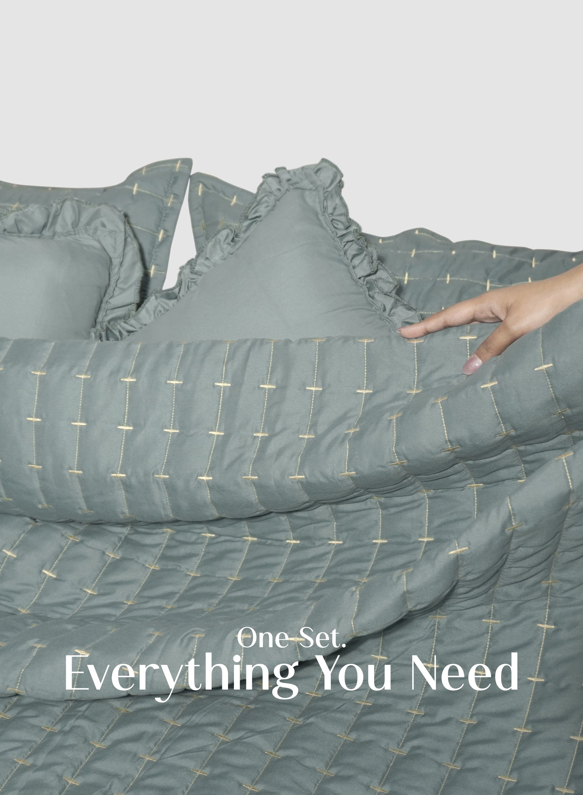 Home Crayons CloudTouch™ Comforter Set | All-Season | 33% Oversized | Includes 2 Pillow Covers & 2 Cushion Covers | Sage Blue