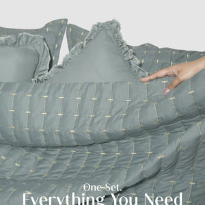 Home Crayons CloudTouch™ Comforter Set | All-Season | 33% Oversized | Includes 2 Pillow Covers & 2 Cushion Covers | Sage Blue