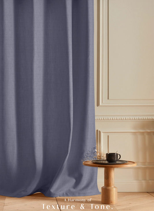 Cocoon Minimal Texture Blackout Curtains | Modern Aesthetic & Total Light Block | Denim Blue | Set of 2 | Fully Customizable