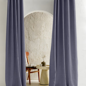 Cocoon Minimal Texture Blackout Curtains | Modern Aesthetic & Total Light Block | Denim Blue | Set of 2 | Fully Customizable