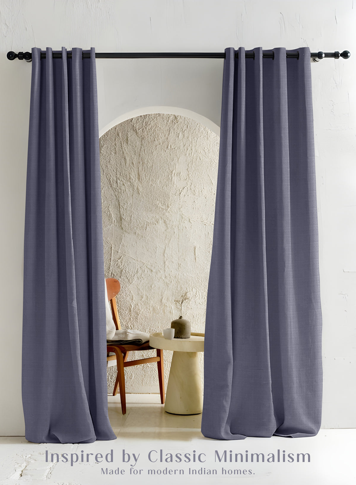 Cocoon Minimal Texture Blackout Curtains | Modern Aesthetic & Total Light Block | Denim Blue | Set of 2 | Fully Customizable