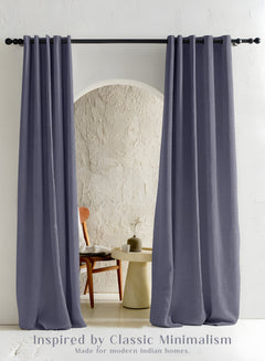 Cocoon Minimal Texture Room Darkening Curtains | Modern Aesthetic | Denim Blue | Set of 2 | Fully Customizable