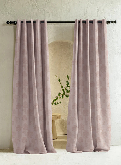 Bern Jacquard Room Darkening Curtains | Soft Brown | Set of 2 (Pattern 1)