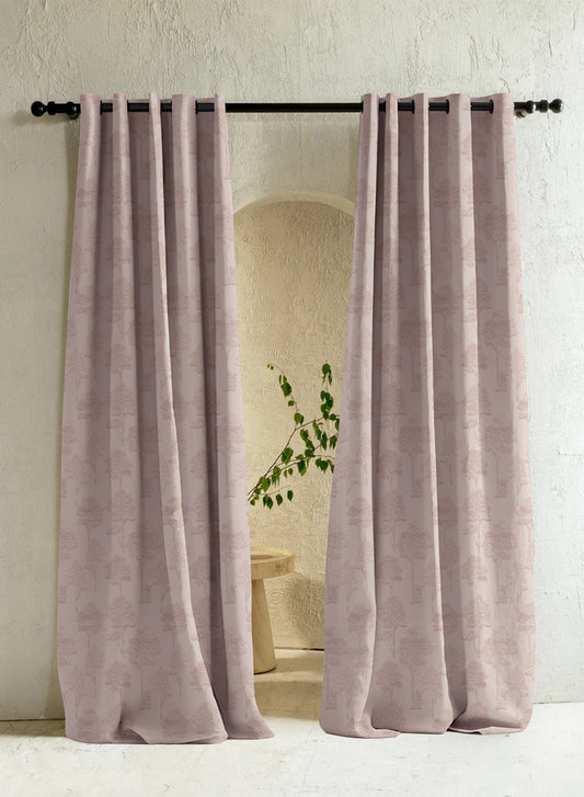 Bern Jacquard Room Darkening Curtains | Soft Brown | Set of 2 (Pattern 1)