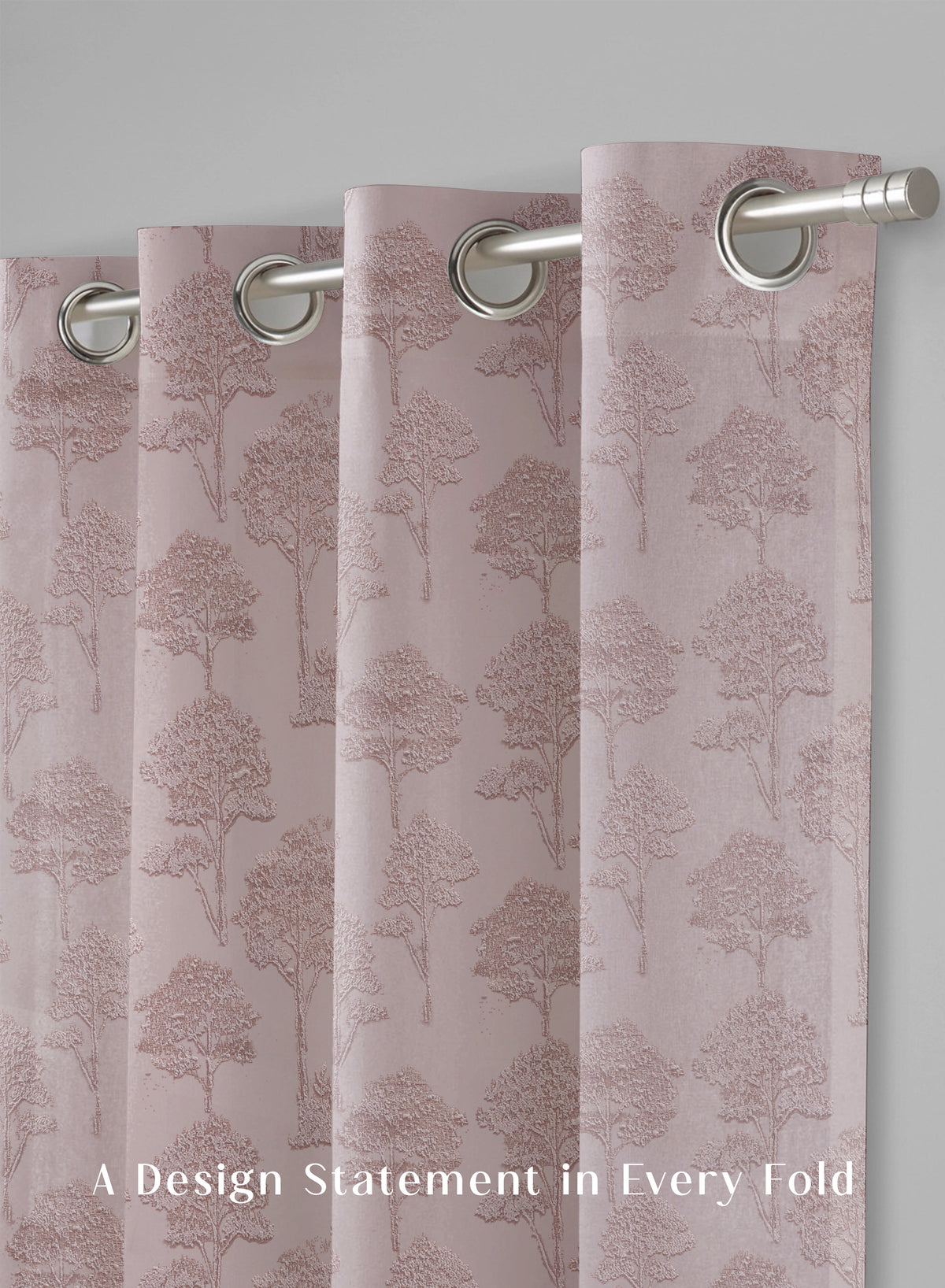 Bern Jacquard Room Darkening Curtains | Scenic Tree Pattern | Soft Brown | Set of 2 | Fully Customizable