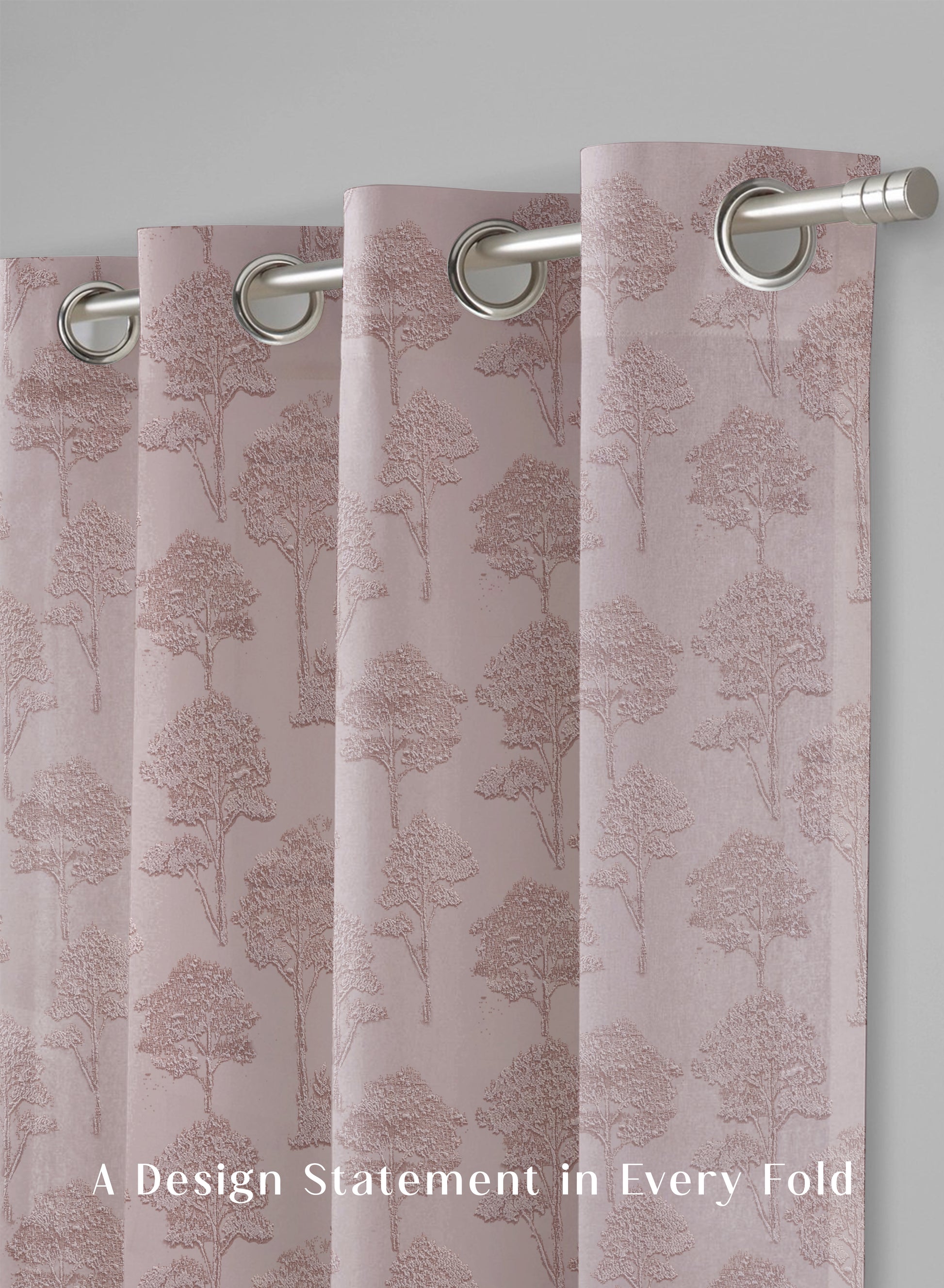 Bern Jacquard Room Darkening Curtains | Scenic Tree Pattern | Soft Brown | Set of 2 | Fully Customizable