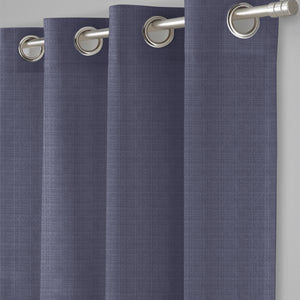 Cocoon Minimal Texture Blackout Curtains | Modern Aesthetic & Total Light Block | Denim Blue | Set of 2 | Fully Customizable