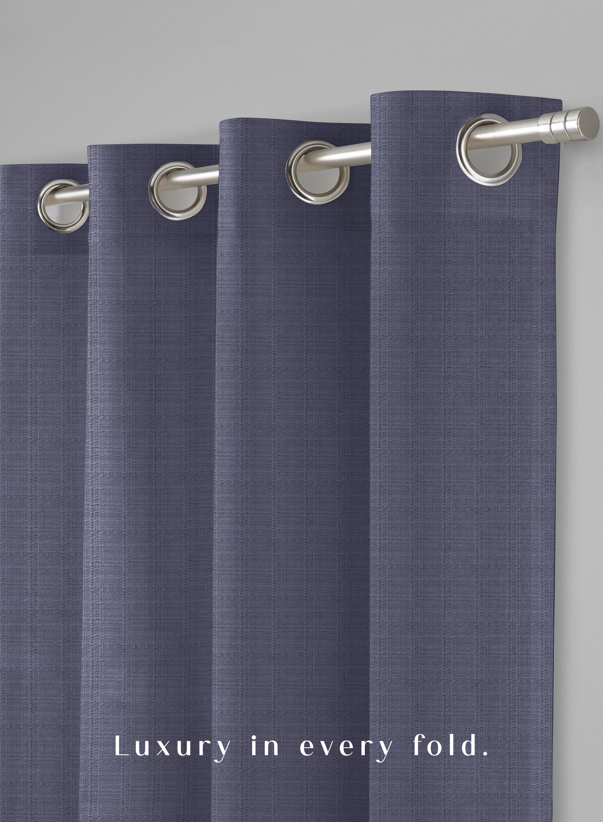 Cocoon Minimal Texture Blackout Curtains | Modern Aesthetic & Total Light Block | Denim Blue | Set of 2 | Fully Customizable