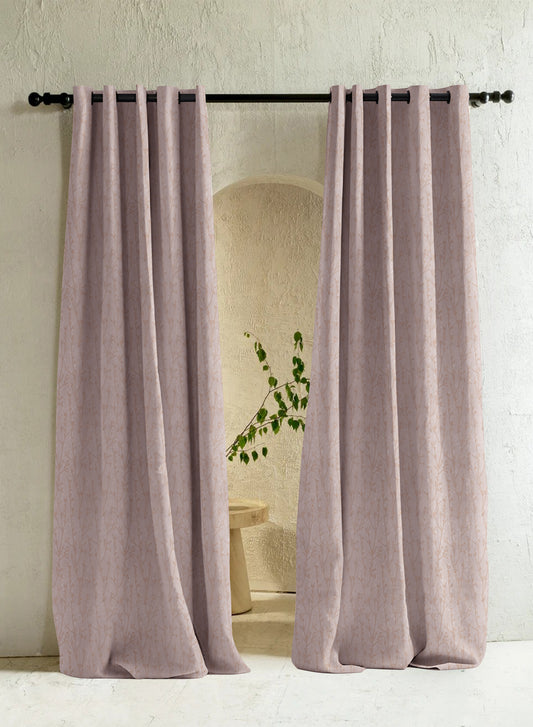 Bern Jacquard Room Darkening Curtains | Soft Brown | Set of 2 (Pattern 2)