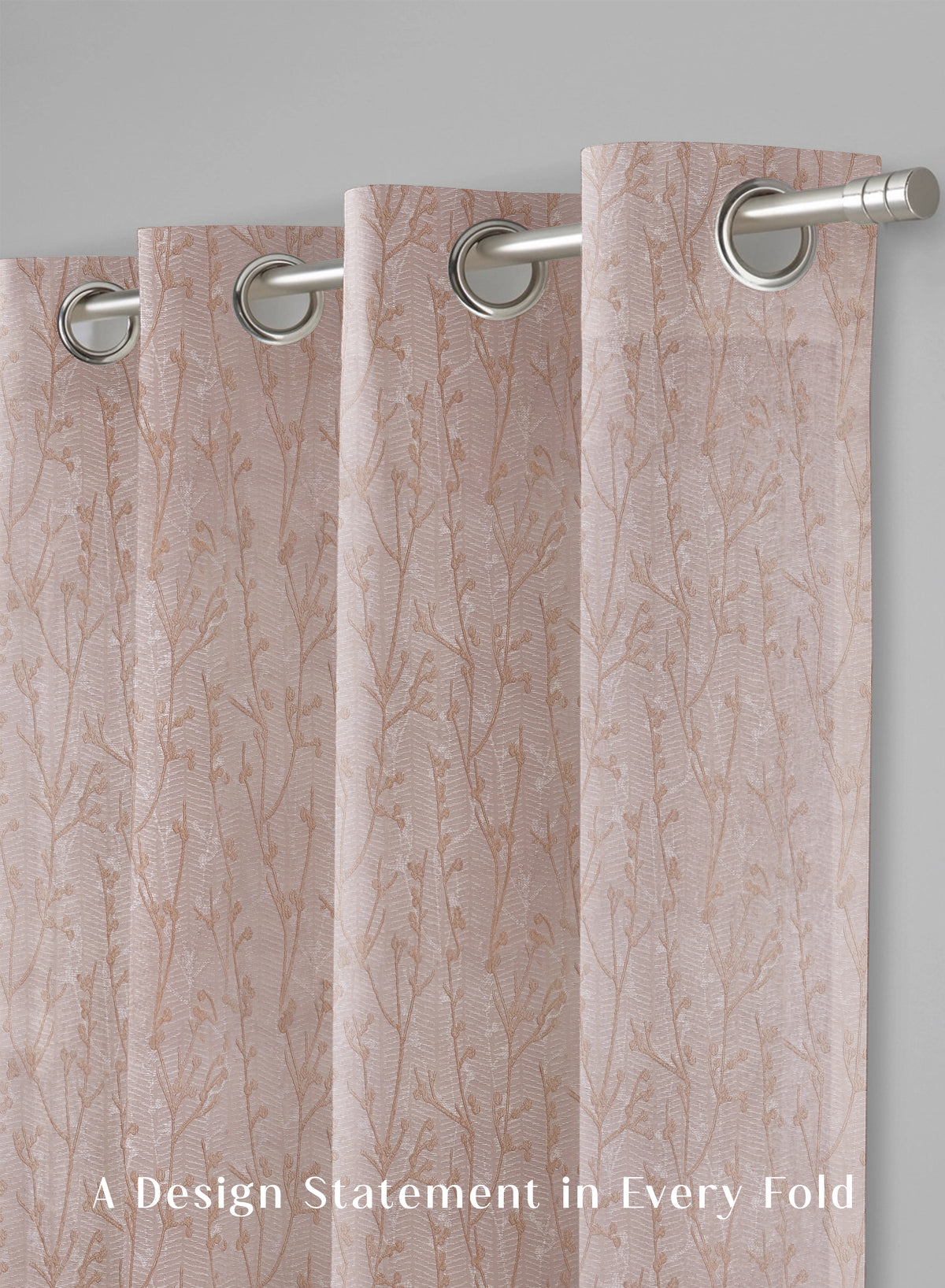 Bern Jacquard Blackout Curtains | Delicate Branch Embroidery & Total Light Block | Soft Brown | Set of 2 | Fully Customizable