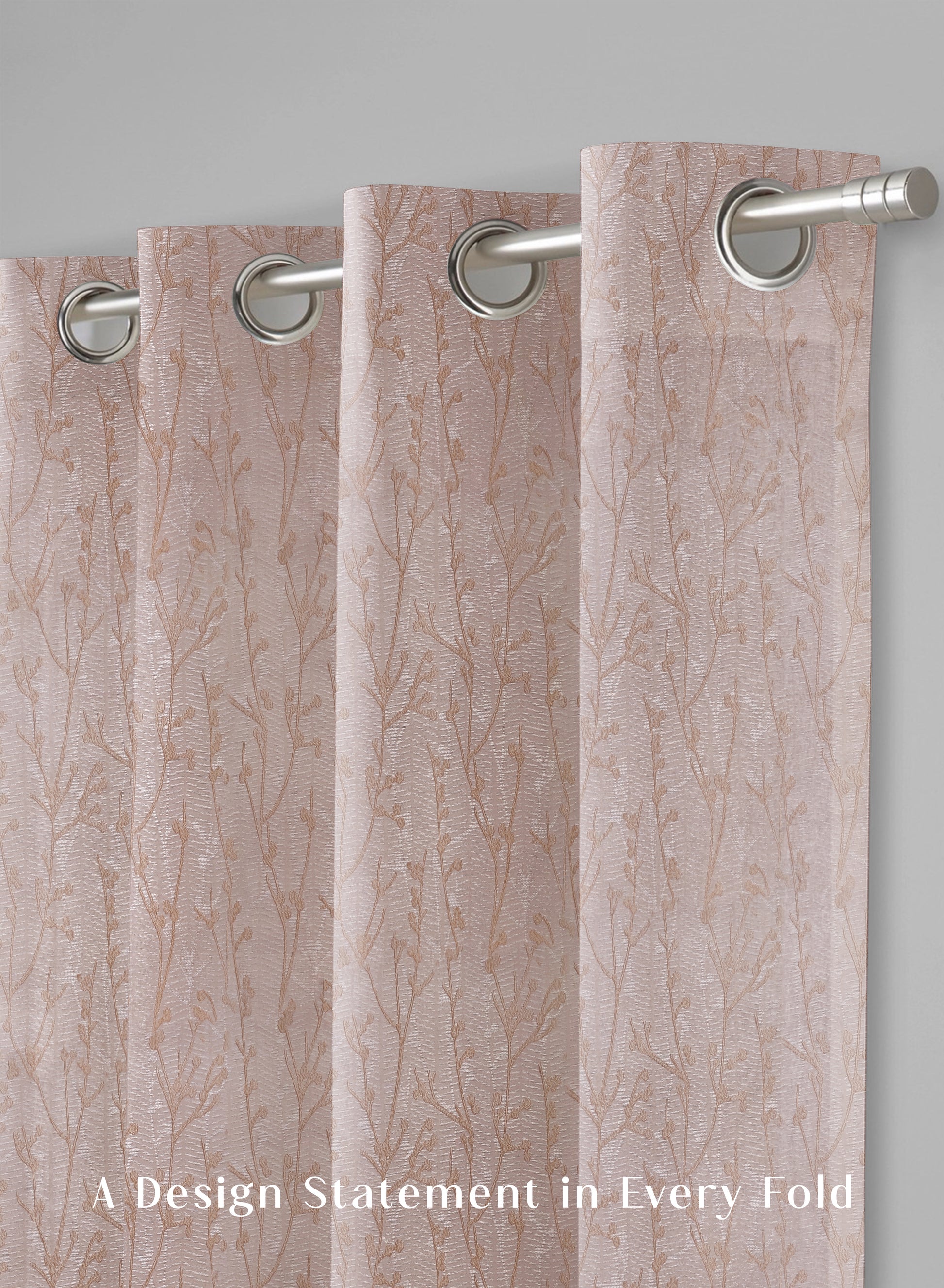 Bern Jacquard Room Darkening Curtains | Delicate Branch Embroidery | Soft Brown | Set of 2 | Fully Customizable