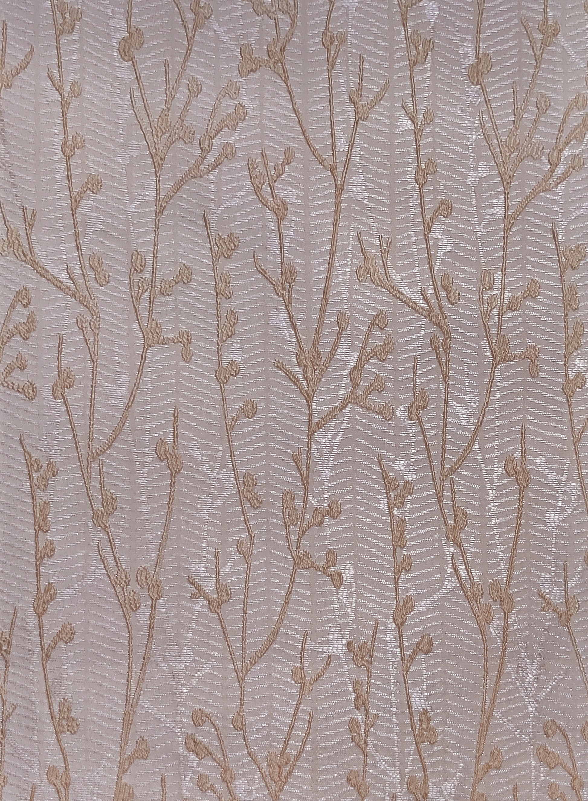 Bern Jacquard Room Darkening Curtains | Delicate Branch Embroidery | Soft Brown | Set of 2 | Fully Customizable