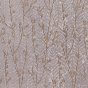 Bern Jacquard Room Darkening Curtains | Delicate Branch Embroidery | Soft Brown | Set of 2 | Fully Customizable