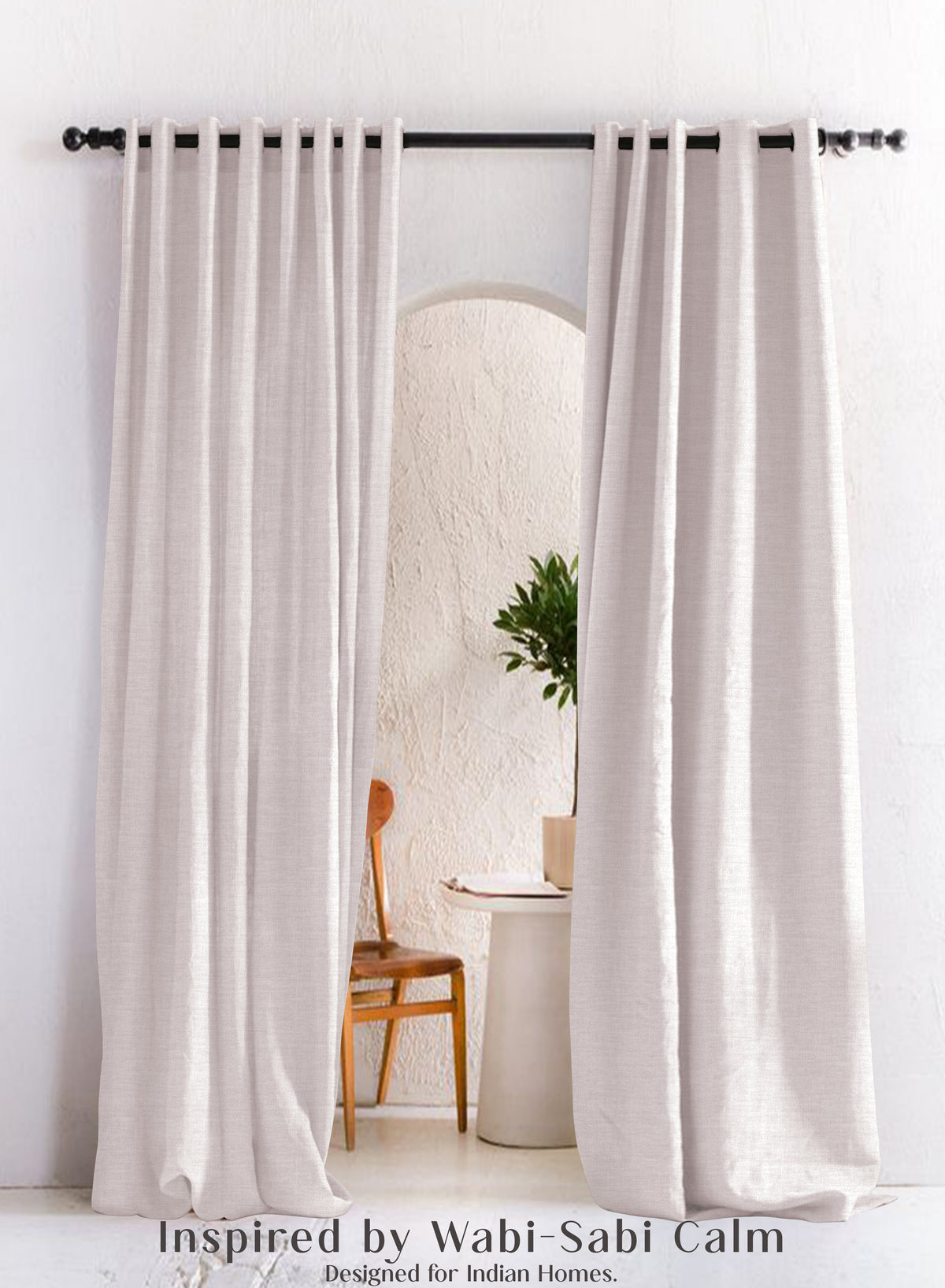 Amore Plain Cotton Room Darkening Curtains | Modern Elegance | Off White | Set of 2 | Fully Customizable