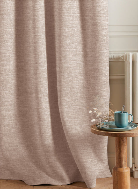 Amore Plain Cotton Blackout Curtains | Modern Elegance & Total Light Block | Beige | Set of 2 | Fully Customizable