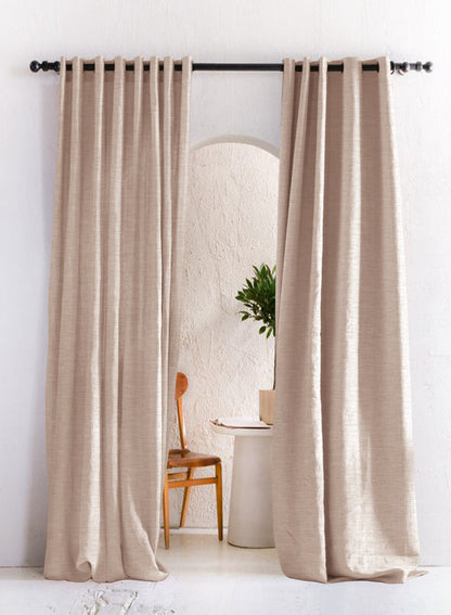 Amore Plain Room Darkening Curtains | Beige | Set of 2