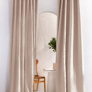 Amore Plain Cotton Blackout Curtains | Modern Elegance & Total Light Block | Beige | Set of 2 | Fully Customizable