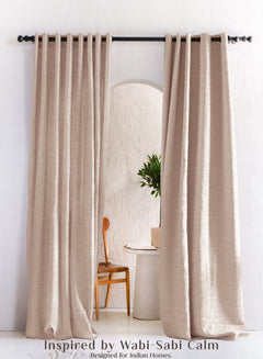 Amore Plain Cotton Room Darkening Curtains | Modern Elegance | Beige | Set of 2 | Fully Customizable