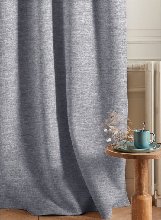 Amore Plain Cotton Room Darkening Curtains | Modern Elegance | Echo Blue | Set of 2 | Fully Customizable