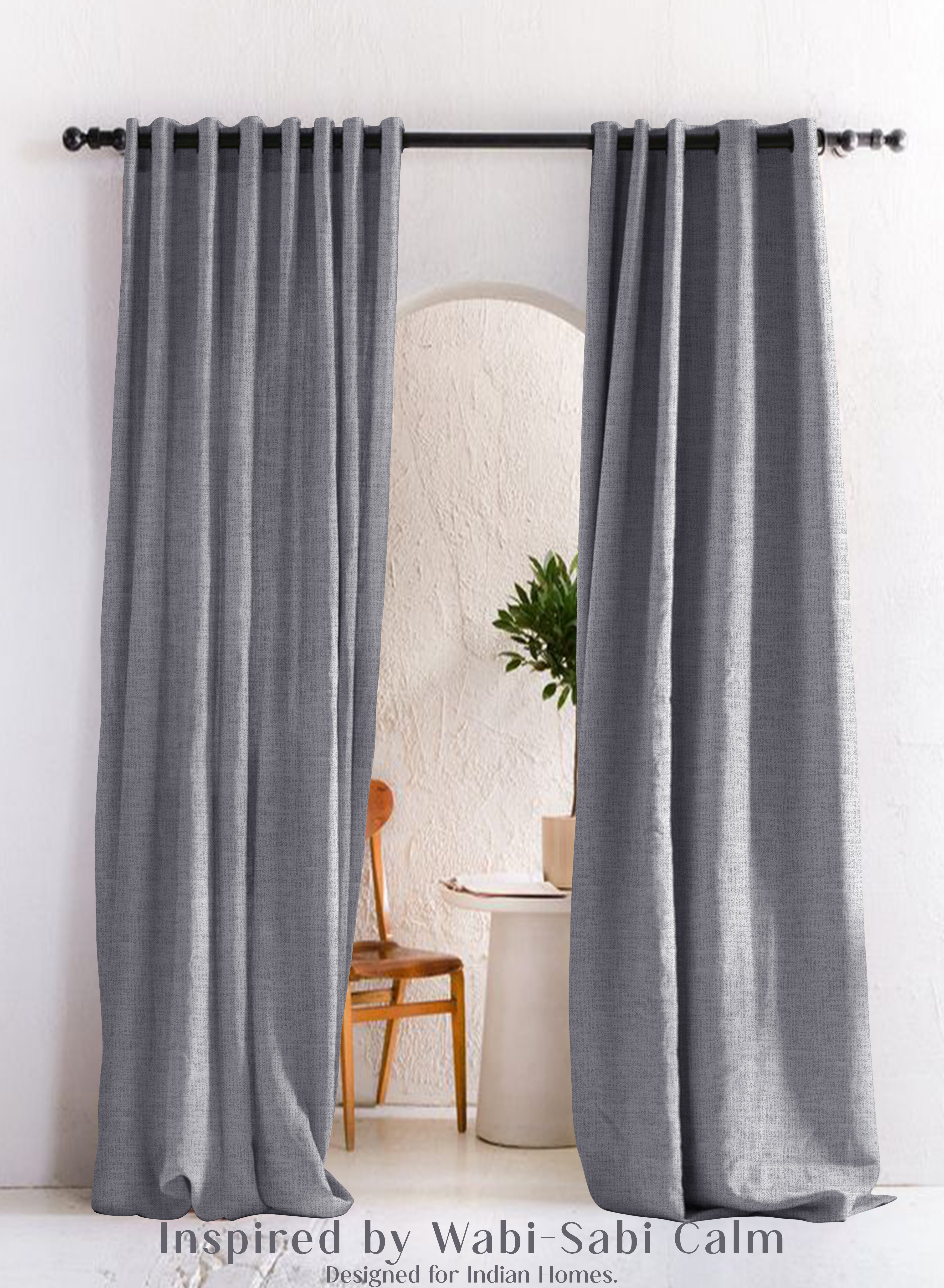 Amore Plain Cotton Blackout Curtains | Modern Elegance & Total Light Block | Echo Blue | Set of 2 | Fully Customizable