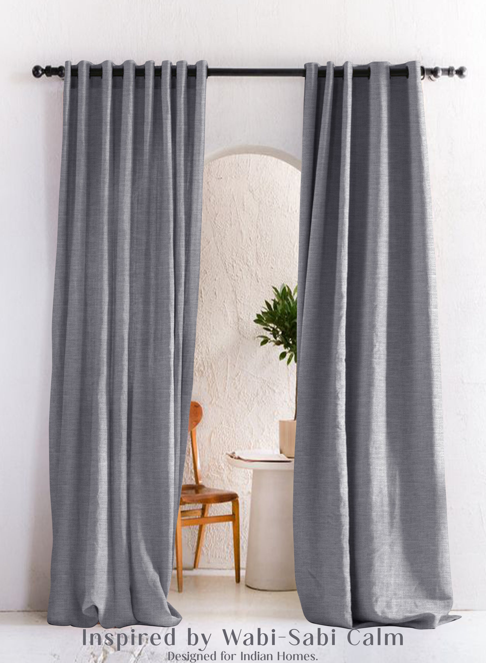 Amore Plain Cotton Blackout Curtains | Modern Elegance & Total Light Block | Echo Blue | Set of 2 | Fully Customizable