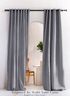 Amore Plain Cotton Room Darkening Curtains | Modern Elegance | Echo Blue | Set of 2 | Fully Customizable