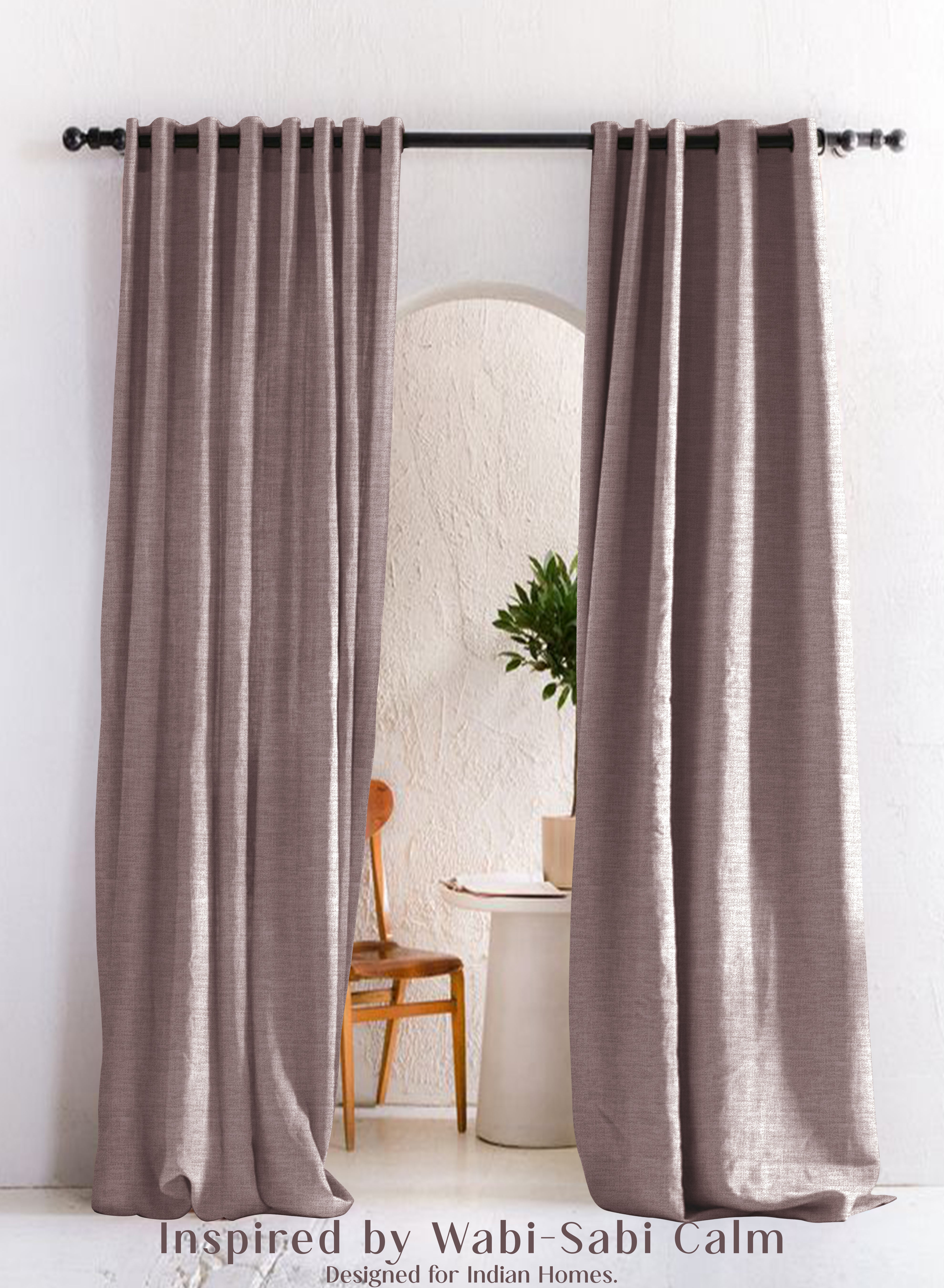 Amore Plain Cotton Blackout Curtains | Modern Elegance & Total Light Block | Ash Brown | Set of 2 | Fully Customizable