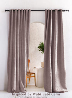 Amore Plain Cotton Room Darkening Curtains | Modern Elegance | Ash Brown | Set of 2 | Fully Customizable