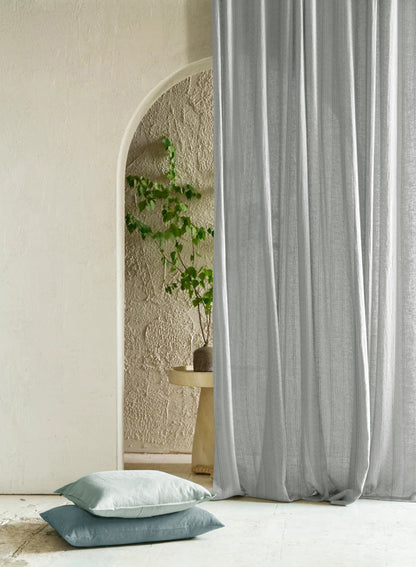 Amore Striped Sheer Curtains | Sage Green | Set of 2