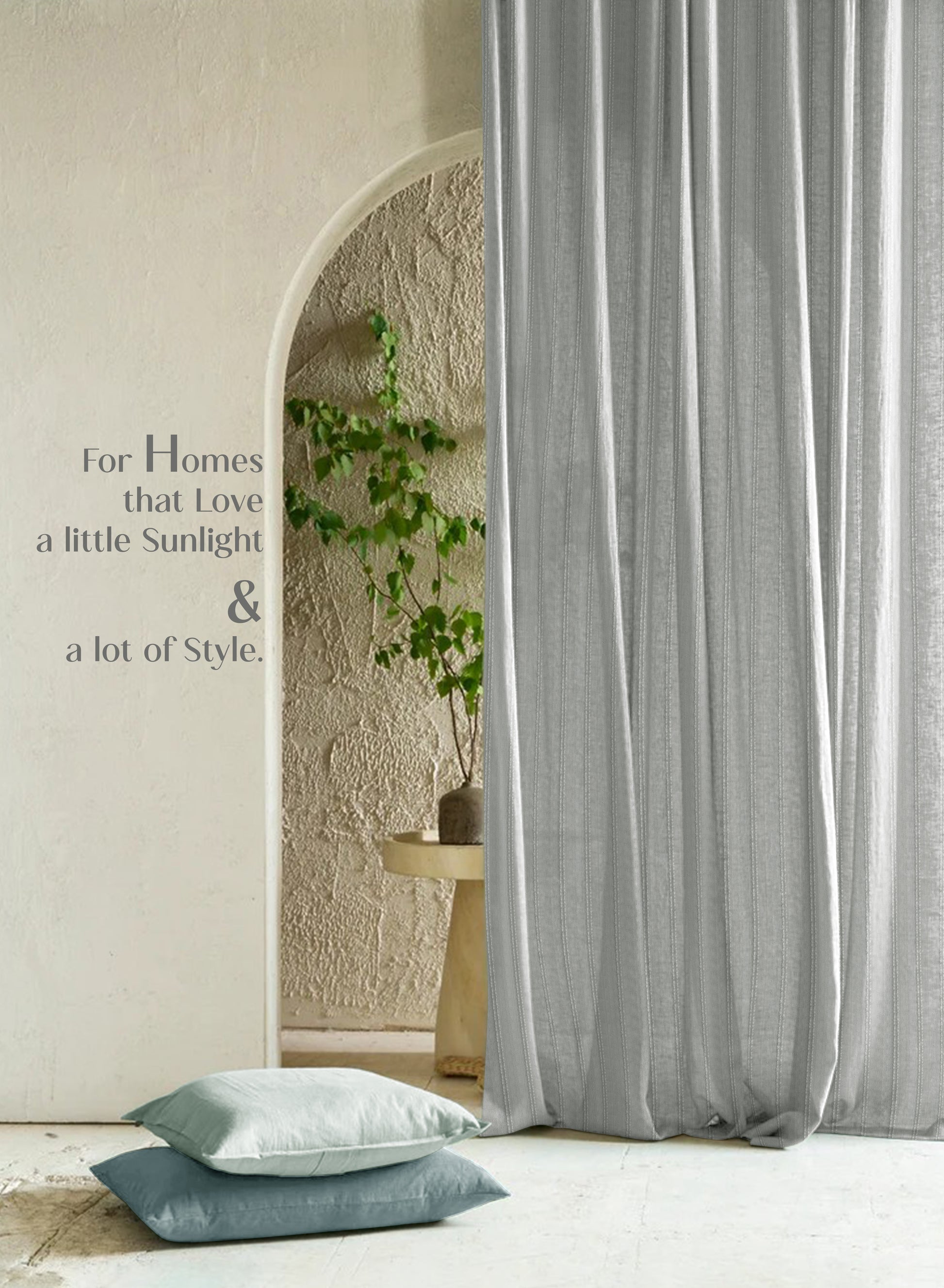 Amore Striped Sheer Curtains | Airy Elegance & Soft Light Filter | Sage Green | Set of 2 | Fully Customizable