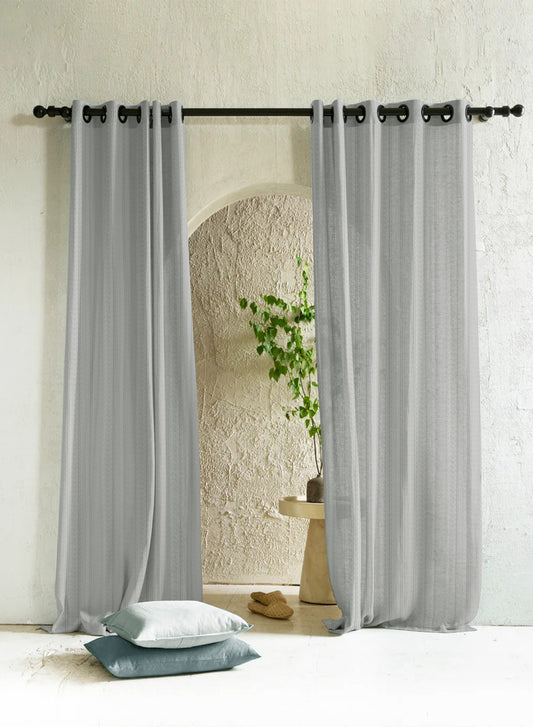 Amore Striped Sheer Curtains | Sage Green | Set of 2