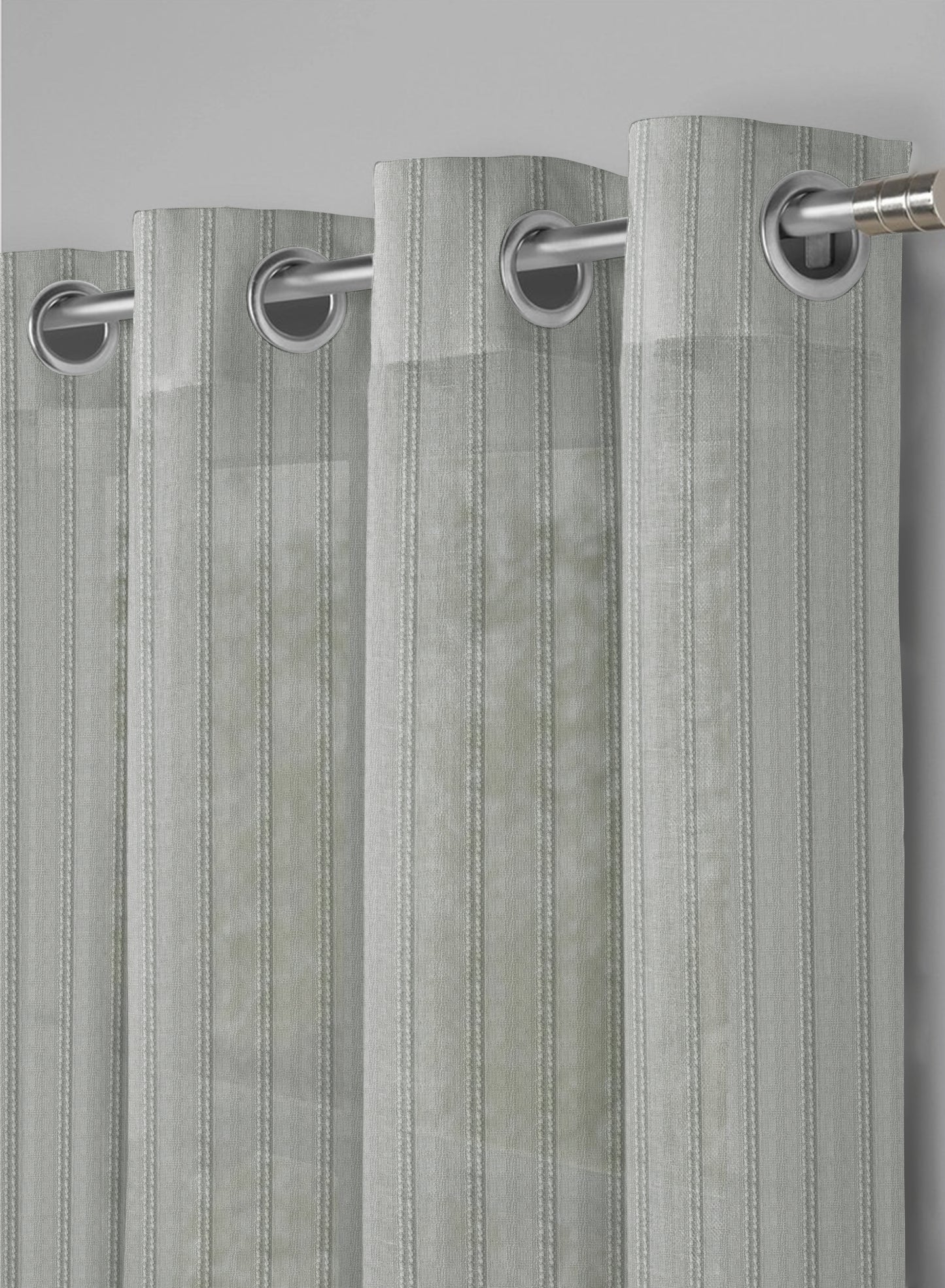 Amore Striped Sheer Curtains | Sage Green | Set of 2