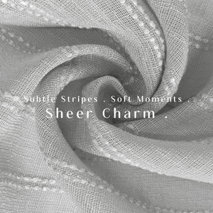 Amore Striped Sheer Curtains | Airy Elegance & Soft Light Filter | Sage Green | Set of 2 | Fully Customizable