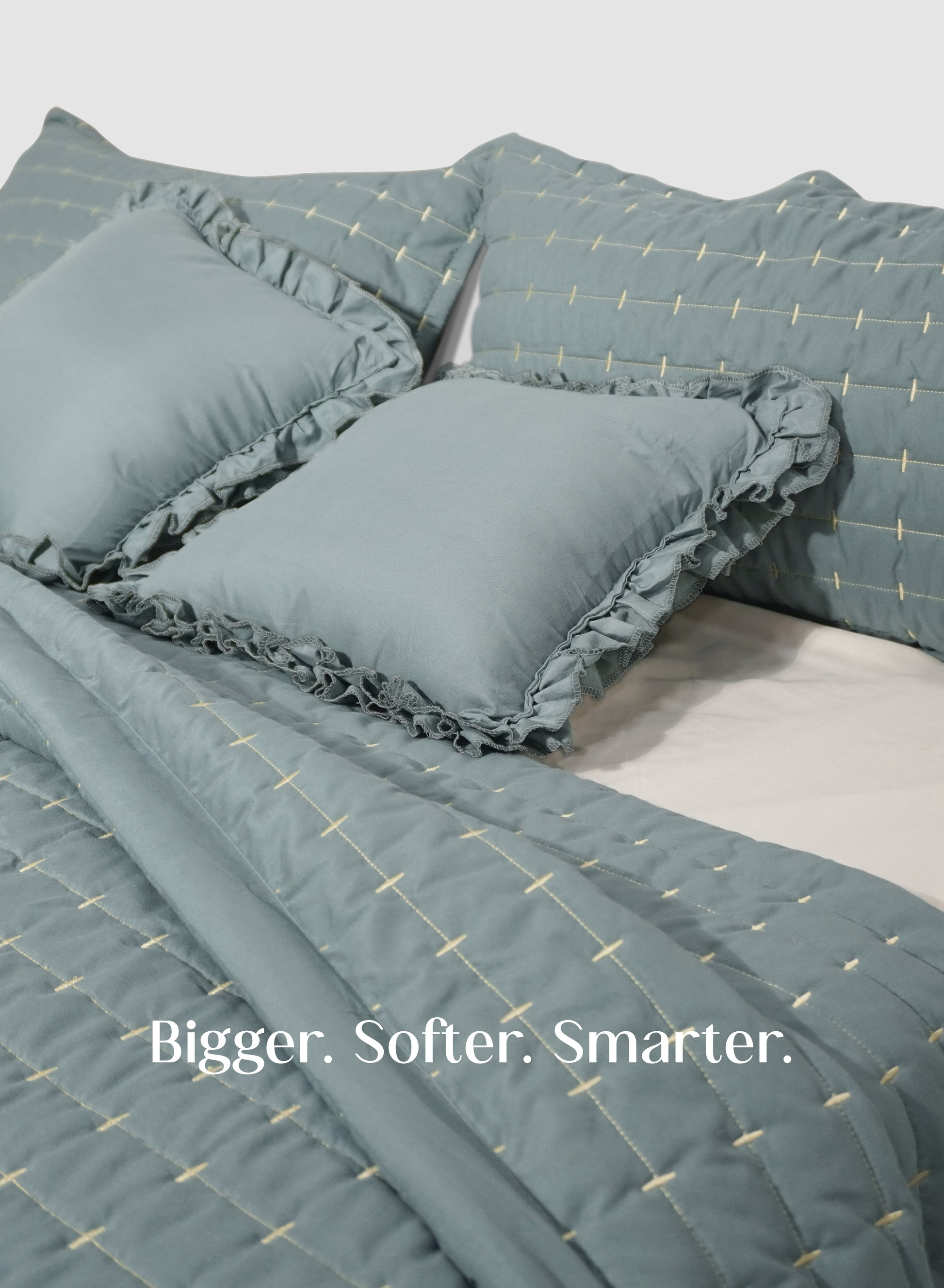 Home Crayons CloudTouch™ Comforter Set | All-Season | 33% Oversized | Includes 2 Pillow Covers & 2 Cushion Covers | Sage Blue