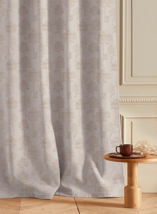 Bern Jacquard Room Darkening Curtains | Light Khaki | Set of 2 (Pattern 1)