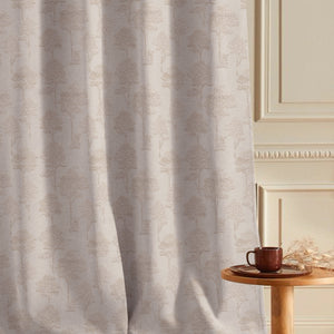 Bern Jacquard Room Darkening Curtains | Scenic Tree Pattern | Light Khaki | Set of 2 | Fully Customizable