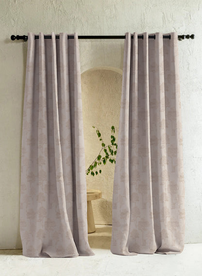 Bern Jacquard Blackout Curtains | Light Khaki | Set of 2 (Pattern 1)