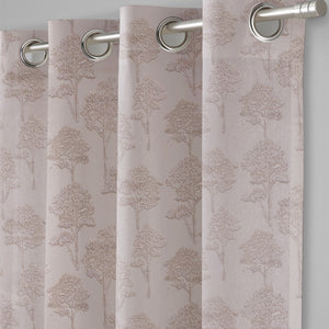 Bern Jacquard Room Darkening Curtains | Scenic Tree Pattern | Light Khaki | Set of 2 | Fully Customizable