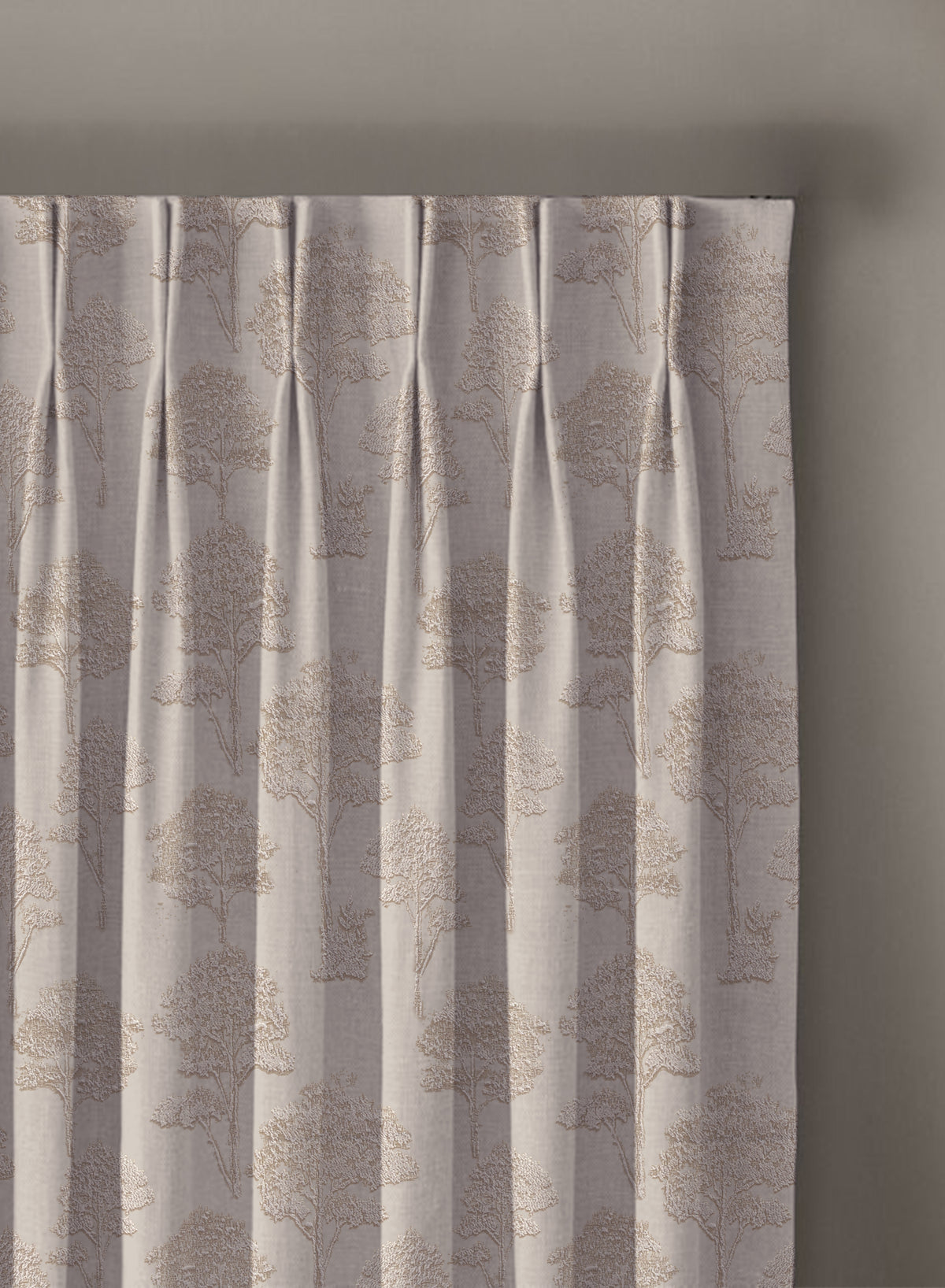 Bern Jacquard Blackout Curtains | Scenic Tree Pattern & Total Light Block | Light Khaki | Set of 2 | Fully Customizable