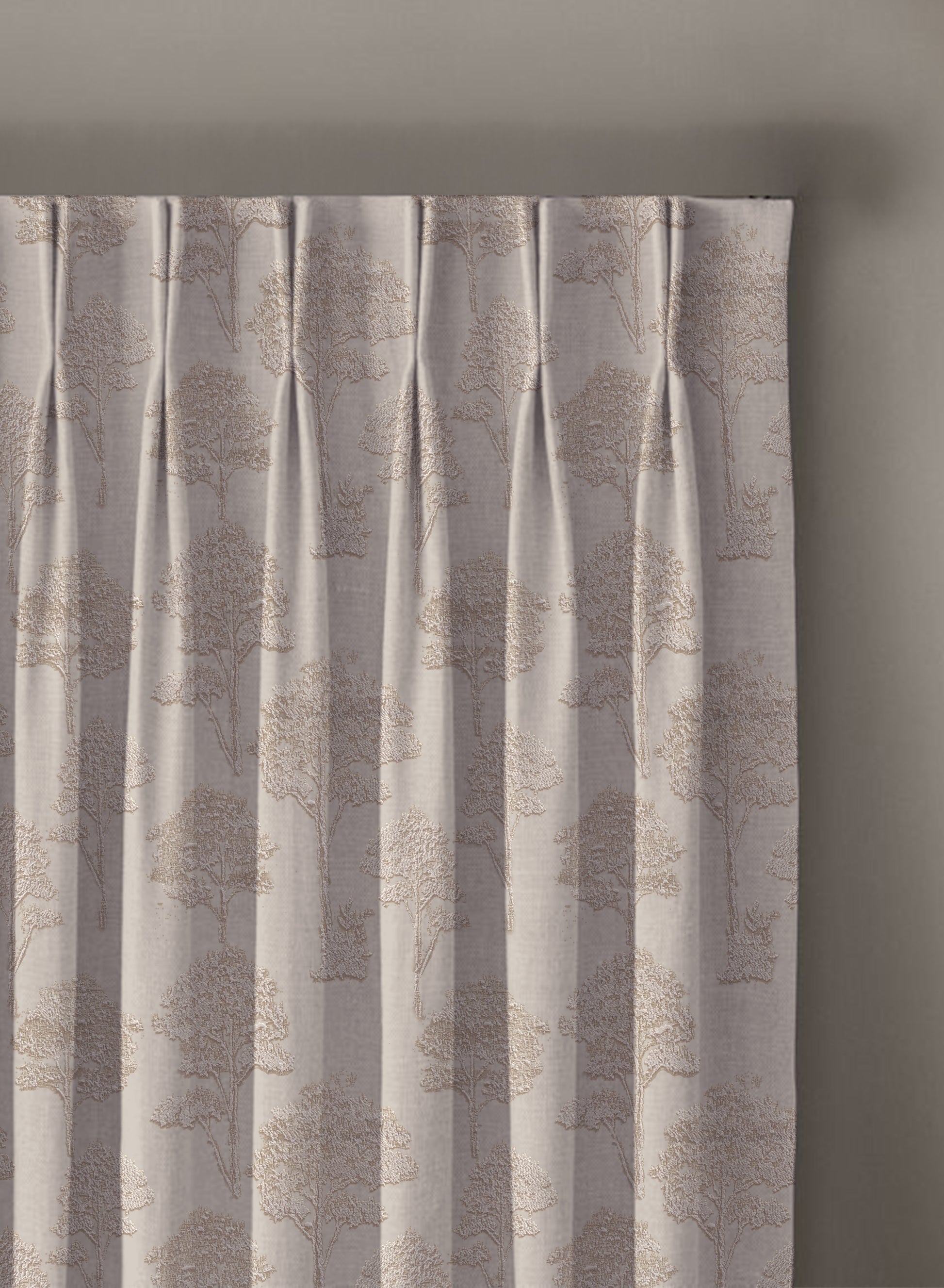 Bern Jacquard Room Darkening Curtains | Scenic Tree Pattern | Light Khaki | Set of 2 | Fully Customizable