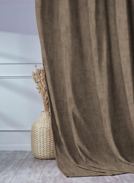 Bling Rustic Vibe Blackout Curtains | 100% Cotton | Cocoa Brown | Set of 2