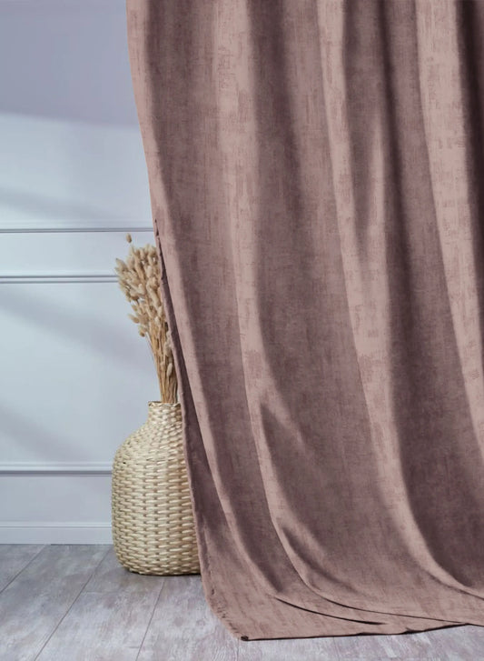 Bling Rustic Vibe Blackout Curtains | 100% Cotton | Pale Brown | Set of 2